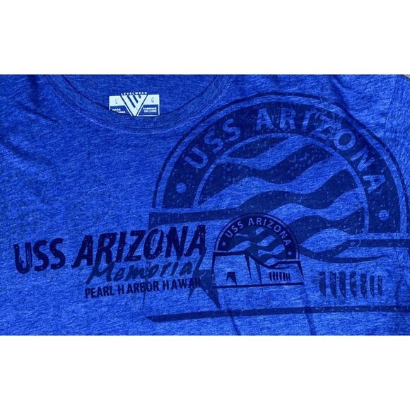 USS Arizona Memorial Pearl Harbor Hawaii Blue T-Shirt Size Large - Picture 4 of 4
